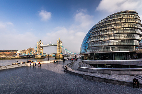 Tower Bridge and City Hall, Southbank, London