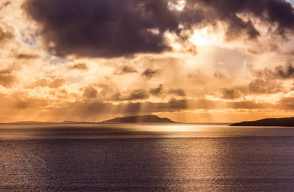 Golden light over Isle of Rum